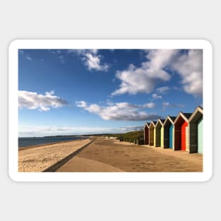 Blyth Beach Huts in August Sunshine Sticker